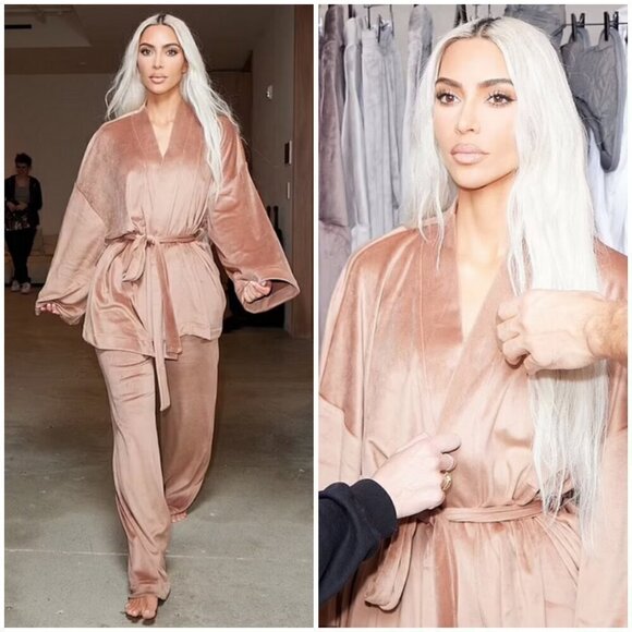 SKIMS Other - 💕SKIMS💕 Velour Fleece Wrap Sleep Set (Robe + Pajama Set) ~ Sienna Medium NWOT